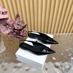 Celine Black Strappy Sandals with Polished Heel Finish